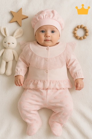 Babyhola Fırfırlı Dantelli Kız Bebek Yenidoğan 8'li Zıbın Seti 0-3 Ay Hediyelik Hastane Çıkışı 5025 Beyaz