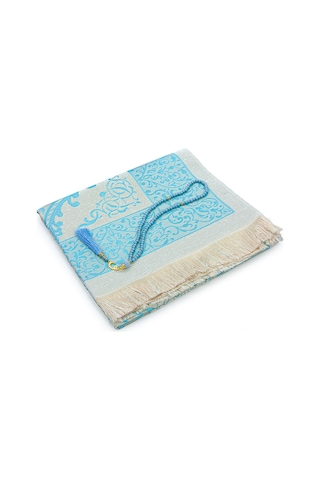 Hediyelik Şantuk Çantalı, Tesbihli, Çeyizlik Seccade Seti - Mavi Mavi