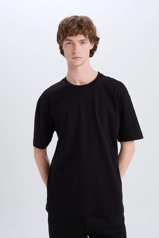 DeFacto Oversize Geniş Kalıp Bisiklet Yaka Basic Düz Kısa Kollu Siyah Tişört E6885AXNSBK81