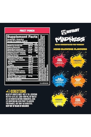 Mutant Madness Preworkout Powder Supplement Performance Pump 30 Servis