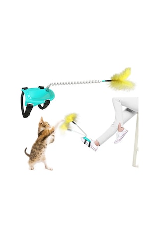 Tüylü Kedi Ayak Oltası Kedi Oyuncağı Fonksiyonlu Yaylı