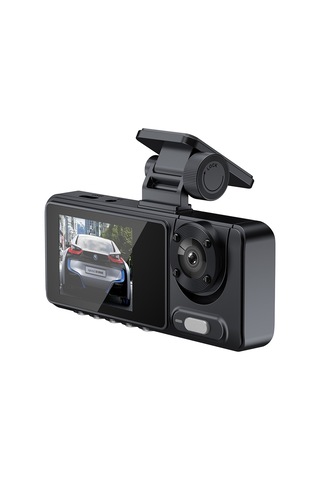Xindoker Üçlü Kamera Araba Kaydedici - Ön+iç+arka Eşzamanlı Kayıt, 1080p Hd Gece Görüşü, Wıfı Yok Standart Paket