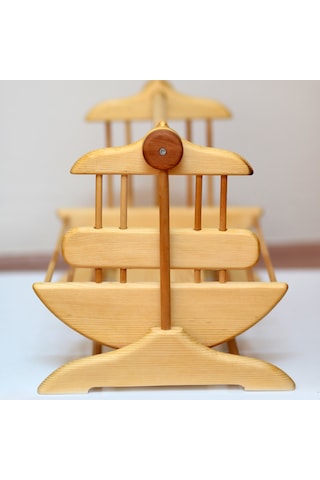 Kişiye Özel İsimli Ahşap Oyuncak Bebek Beşiği 50x30x30 Cm Minderli El Yapımı