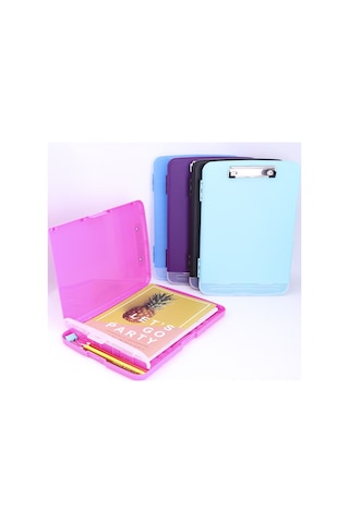 Wezone A4 Şeffaf Ofis Kutusu - Plastik Çizim Kalemi Ve Doküman Saklama Kutusu, Transparent Evrak Depolama Kutu F01 Açık Mavi 360x250x30mm