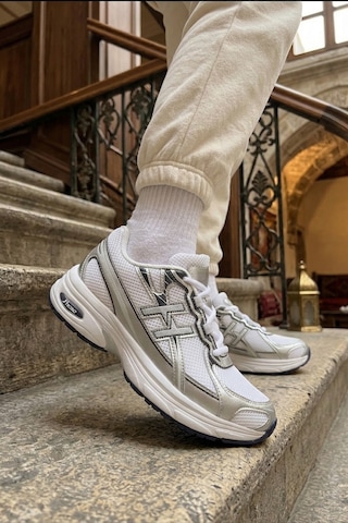 Muggo Hynex Kadın Kalın Taban Bağcıklı Günlük Sneaker Spor Ayakkabı Gri