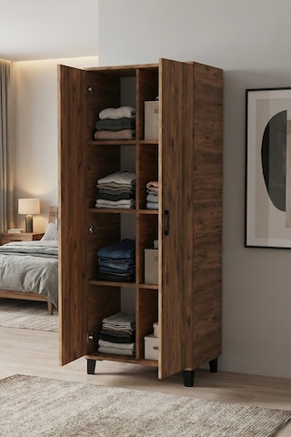 Çok Amaçlı 2 Kapaklı 8 Gözlü Dolap70 45 185 Cm Kiler,mutfak,balkon Ve Banyo Depolama Dolabı Atlantik Çam