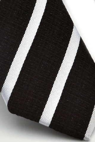 Gaffy Beyaz Verev Çizgili Siyah Dokuma Kumaş Mendilli Slim Fit Kravat Siyah