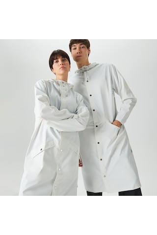 Rains Longer Unisex Beyaz Yağmurluk