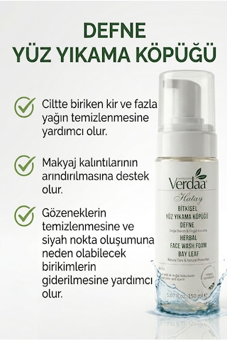 Bitkisel Defne Yüz Yıkama Köpüğü Karma Ve Yağlı Ciltler İçin 150 Ml
