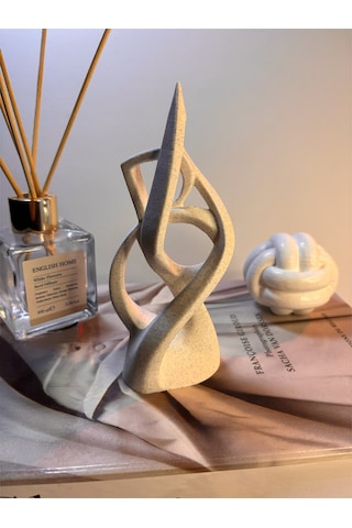 Organik Spiral Form Dekoratif Obje Mat Mermer Beyaz Modern Masa Üstü Heykel