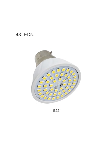 Padalink 220v B22 Led Spotlama Ampülü, 48 Led Işık Demeti, 2800-3200k Sıcak Beyaz Işık, 180 Açılı, Plastik Gövde Diğer