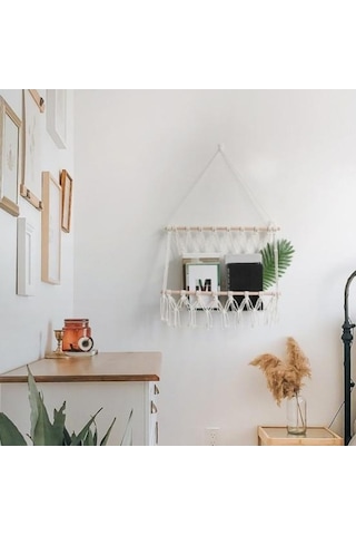 Novahub El Yapımı Boho Duvar Dekoru: Makrome Kitap Dergi Rafı, Ev Ve Ofis Dekorasyonu 1 Adet