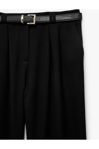 Koton Cepli Düz Bol Paça Kemerli Kumaş Pantolon Siyah 7wak40039pw