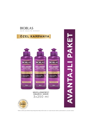 7 24 Şekillendirici Saç Bakım Kremi Belirgin Bukleler Dalgalı Ve Kıvırcık Saçlar 3 X 250ml