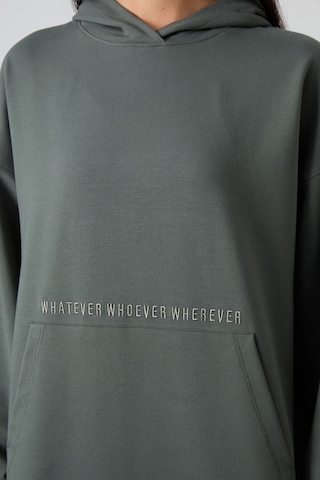 Tommy Life Çağla Balon Kol Yazı Nakışlı Kadın Oversize Tunik Sweatshirt - 97163 Çağla