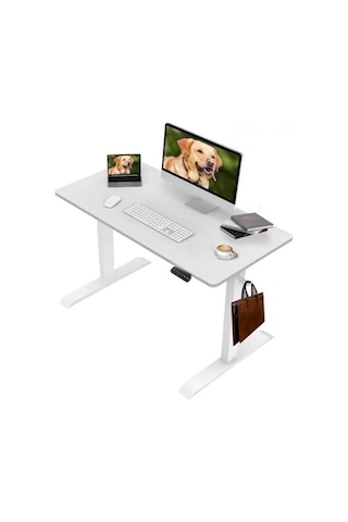Adorn İstanbul - Yüksekliği Ayarlanabilir Ergonomik Bilgisayar & Çalışma Masası - Tek Motorlu 2 Hafızalı Beyaz, 120 60 120x60