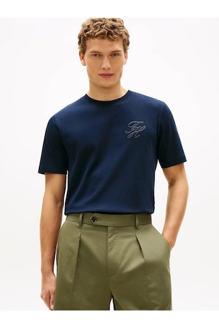 Tommy Hilfiger Mw0mw42391 Script Light Interlock Tee Erkek Tişört Lacivert