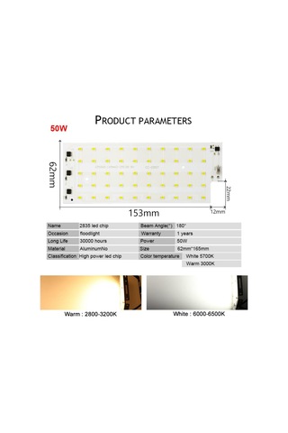 Sıcak Beyaz Led Lamba 50 W Akıllı Ic Projektör Smd 2835 Çip 220 V Açık Uzun Servis Süresi Dıy Led Ampul Lamba Projektör Spot Aydınlatma
