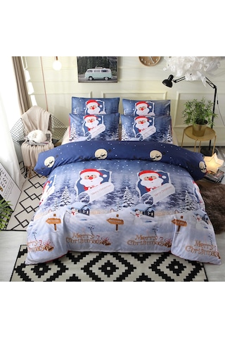 Qingmipy Noel Yatak Örtüsü Seti - Polyester Kumaş, Çift Kişilik, Yastık Kılıfı Dahil Çok Renkli