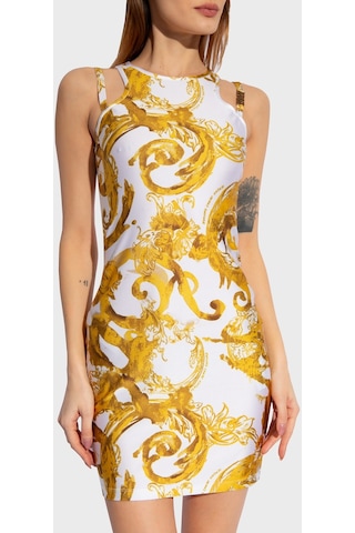 Versace Jeans Couture Bayan Elbise 76hao944 Js292 G03 Beyaz-gold Altın - Beyaz