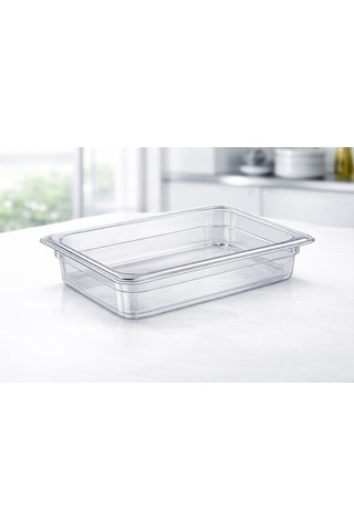 1/2 Gn Şeffaf Polikarbon Gastronom Küvet 32x26 Cm 6.5 Cm Derinlik