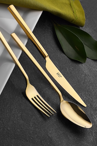 Avcı Klas Titanyum Gold 60 Parça Çatal Kaşık Takımı Altın
