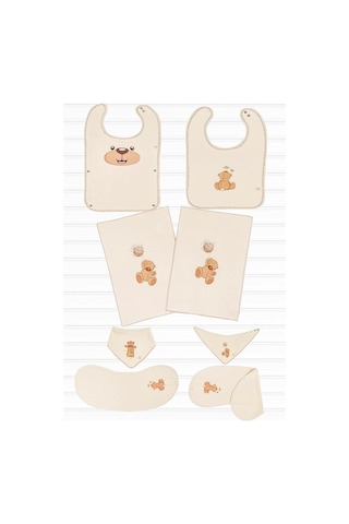 Fluffy Bear 8 Parça Bebek Beslenme Seti 2 Yaşa Kadar Uygun Müslin Beslenme Takımı