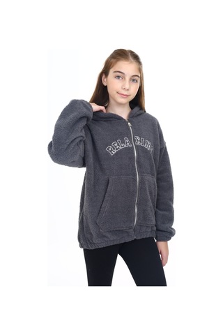 Toontoy Kız Çocuk Peluş Hırka Füme