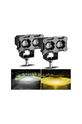 Robot Sis Farı Çift Renk Sarı-beyaz Araç Motosiklet Led Lamba Çift Gözlü 50w Metal 1 Adet