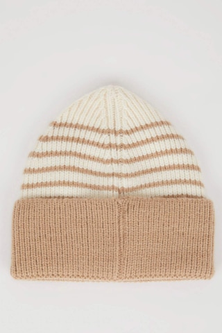 DeFacto Erkek Bebek Çizgili İçi Polarlı Triko Bere C8596A524WNBN325 Kahve