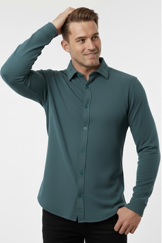 Deepsea Yeşil Slim Fit Örme Kumaş Likralı Erkek Gömlek Nefes Alan Esnek Ve Modern Tasarım 2602604 Yeşil