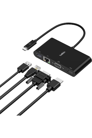Belkin Usb-c Multimedia Adaptörü Vga, 4k Hdmi, Usb 3.0, Ethernet