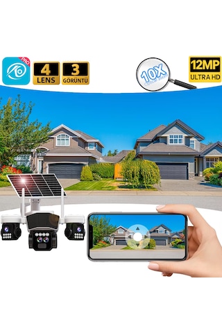 O-kam 9095 12mp 10x Zoom 4 Lens 3 Ekran Ultrahd 4g Solar Akıllı Güvenlik Kamerası