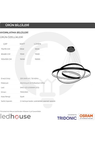 Saturn Modern Led Avize Sarkıt Linear Aydınlatma