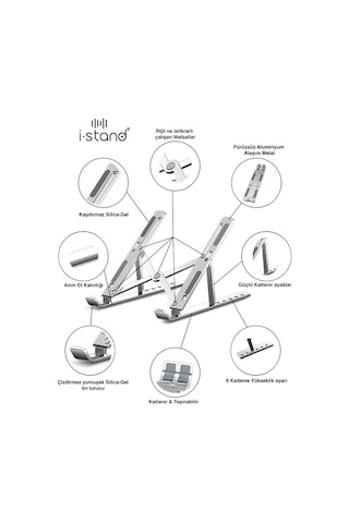 i-Stand Alüminyum Katlanabilir Taşınabilir  Ayarlı Laptop Standı