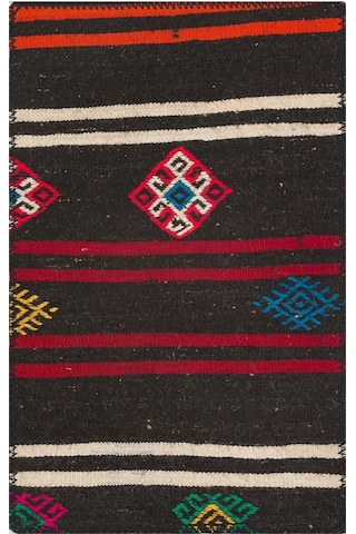 Siyah Renk Beyaz Bordo Rengi Kilim Paspas