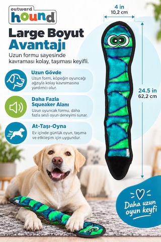 Outward Hound Durablez Snake Dayanıklı Sesli Ve Dolgusuz Yılan Peluş Köpek Oyuncağı Large