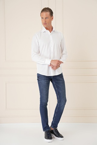 Efor Slim Fit %100 Pamuk Non Iron Kumaş Klasik Beyaz Gömlek Gk 735 Beyaz