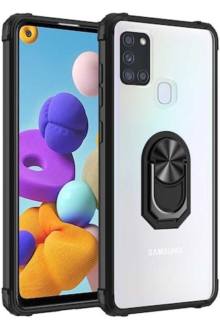 Samsung Galaxy Uyumlu A21S Kilif Standli Yüzüklü Mola Silikon Kapak 393062302