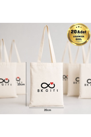 Logonuza Özel 20 Adet Kitap Çantası - Ham Bez Çanta 20x25 Cm Küçük Boy Pamuk Promosyon Çanta Ham Renk