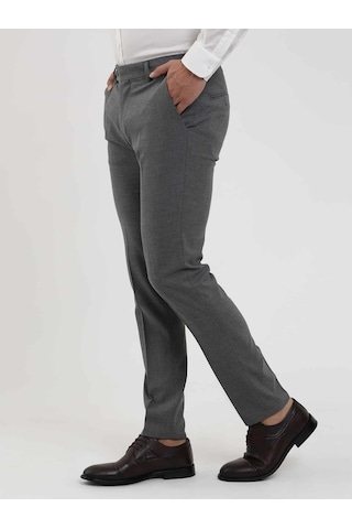 Dufy Koyu Gri Erkek Ekstra Slim Fit Melanj Desenli Klasik Pantolon - 103500-koyu Gri Koyu Gri