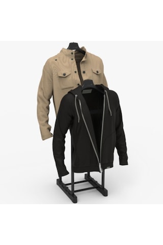 Çift Askılıklı Dilsiz Uşak Elbise Askısı Siyah / Krom - Yükseklik Ayarlı Siyah