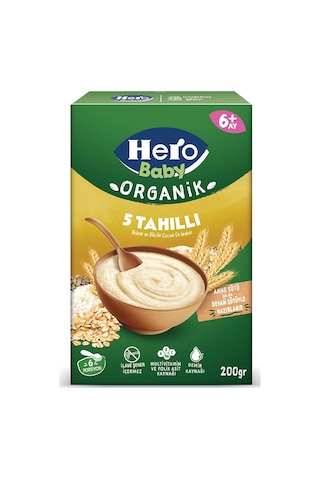 Hero Baby Organik 5 Tahıllı Sütsüz 200g X6