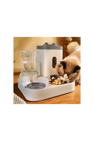 Kedi & Köpek Mama Ve Su Kabı 2.2l Mama + 800 Ml Su Hazneli Standlı Pratik Ve Hijyenik Besleme Seti