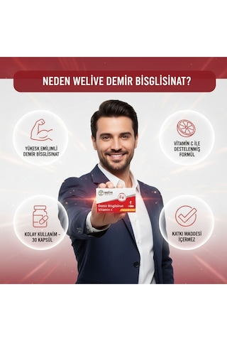 Demir Bisglisinat + Vitamin C Takviye Edici Gıda 30 Kapsül