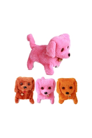 Pembe Peluş Sesli Havlayan Yürüyen Pilli Oyuncak Köpek Pembe