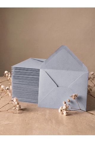 25 Adet 13x18 Cm Premium Kalite Davetiye Zarfı Gri