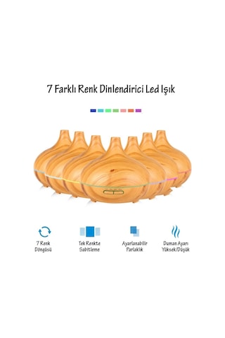 Robeve 550 ml Otomatik Hava Nemlendirici Buhar Makinesi Oda Nemlendirici Aroma Difüzör - Açık Kahverengi