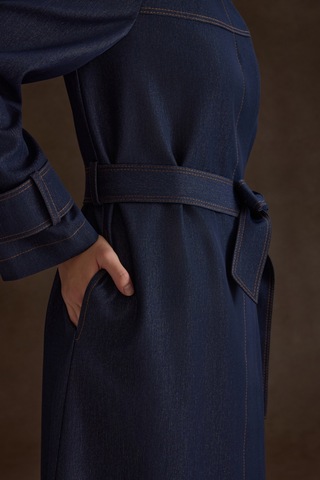 Aker Lacivert Denim Görünümlü Pardösü Lacivert Lacivert