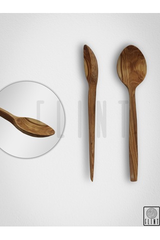 Zeytin Ağacı El Yapımı Tahta Ahşap Kaşık Mutfak Yemek Kaşığı 29cm